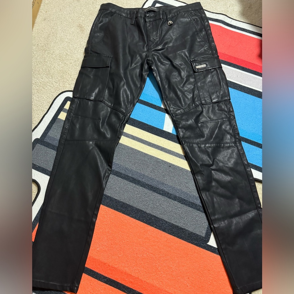 Leather cargo pants